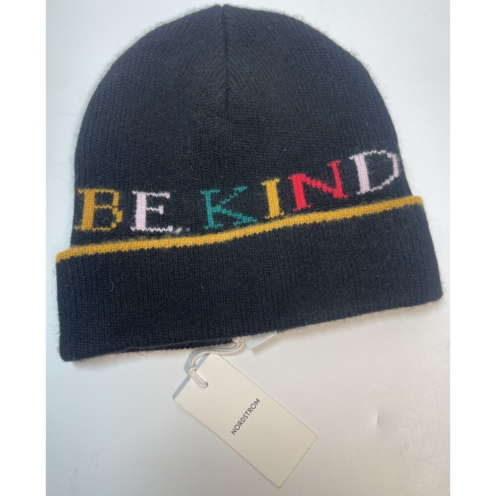 Nordstrom Cashmere Wool Blend BE KIND Beanie Hat New